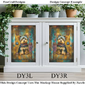 Yorkshire Terrier Dog Baroque Frame DY3L Decoupage Tissuepapier