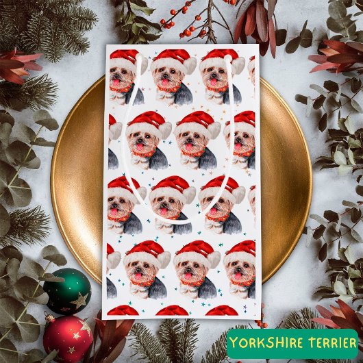 Yorkshire Terrier Dog Breed Christmas Stars Klein Cadeauzakje