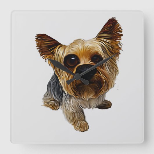 Yorkshire Terrier Dog Caricature Wall klok (Voorkant)