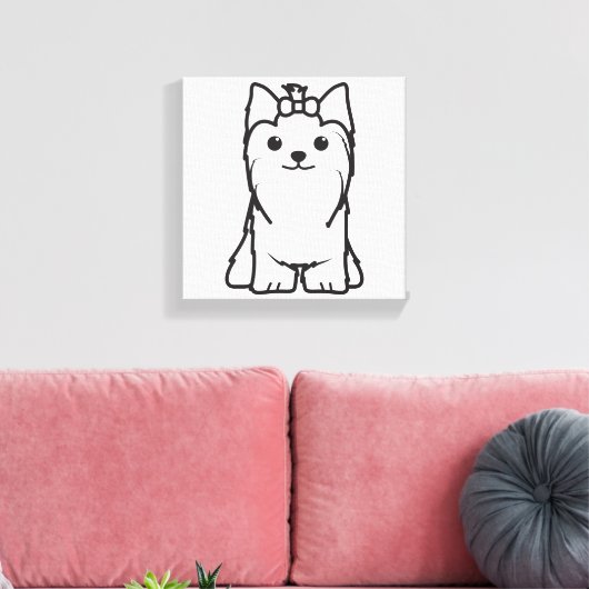 Yorkshire Terrier Dog Cartoon Canvas Afdruk (Insitu (Woonkamer))