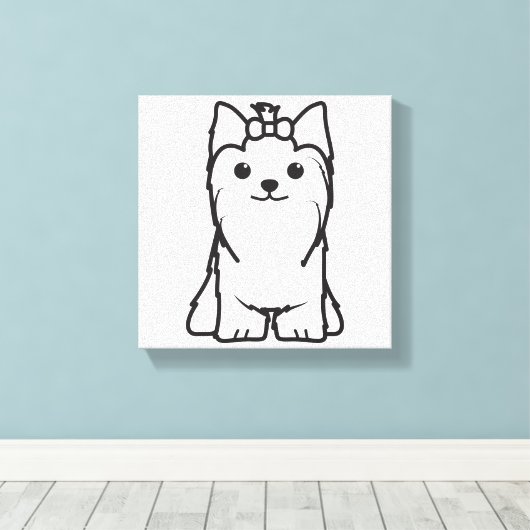 Yorkshire Terrier Dog Cartoon Canvas Afdruk (Insitu (Houten vloer))