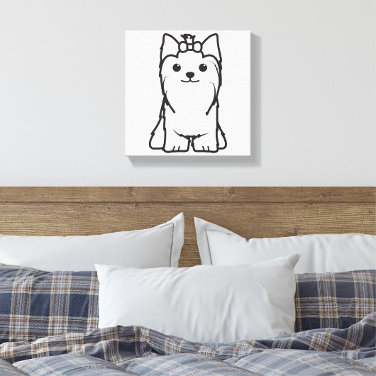 Yorkshire Terrier Dog Cartoon Canvas Afdruk (Insitu (Slaapkamer))