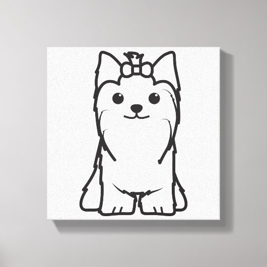 Yorkshire Terrier Dog Cartoon Canvas Afdruk (Voorkant)