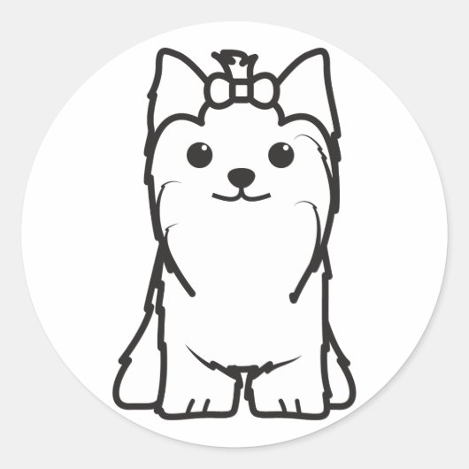 Yorkshire Terrier Dog Cartoon Ronde Sticker (Voorkant)