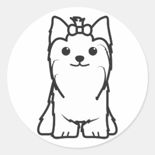Yorkshire Terrier Dog Cartoon Ronde Sticker