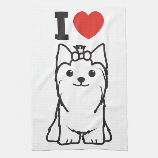 Yorkshire Terrier Dog Cartoon Theedoek (Verticaal)