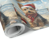 Yorkshire Terrier Dog Christmas  Beach Cadeaupapier (Rol Hoek)
