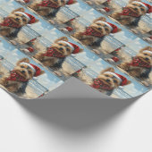 Yorkshire Terrier Dog Christmas  Beach Cadeaupapier (Hoek)