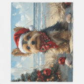 Yorkshire Terrier Dog Christmas  Beach Fleece Deken (Voorkant)