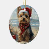 Yorkshire Terrier Dog Christmas  Beach Keramisch Ornament (Rechts)