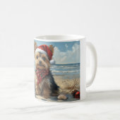Yorkshire Terrier Dog Christmas  Beach Koffiemok (Voorkant rechts)