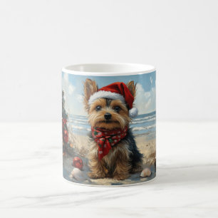 Yorkshire Terrier Dog Christmas  Beach Koffiemok
