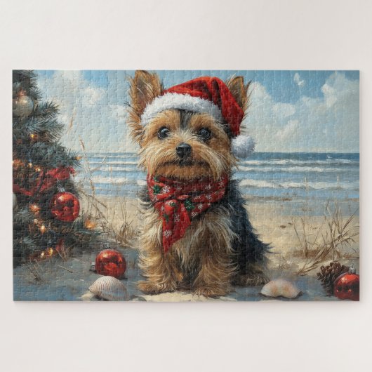 Yorkshire Terrier Dog Christmas  Beach Legpuzzel (Horizontaal)