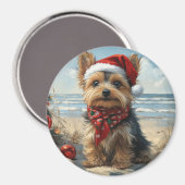 Yorkshire Terrier Dog Christmas  Beach Magneet (Voorkant / Achterkant)