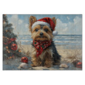 Yorkshire Terrier Dog Christmas  Beach Snijplank (Voorkant)