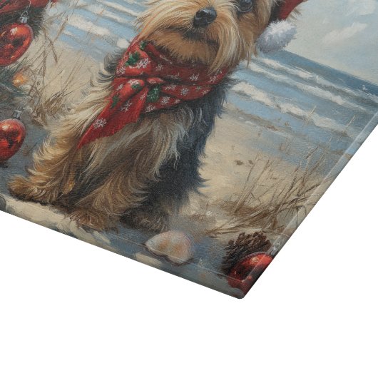 Yorkshire Terrier Dog Christmas Beach Snijplank (Hoek)