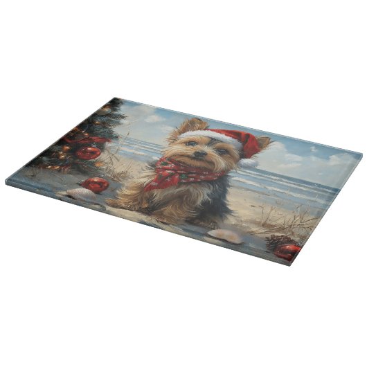 Yorkshire Terrier Dog Christmas  Beach Snijplank (Hoek)