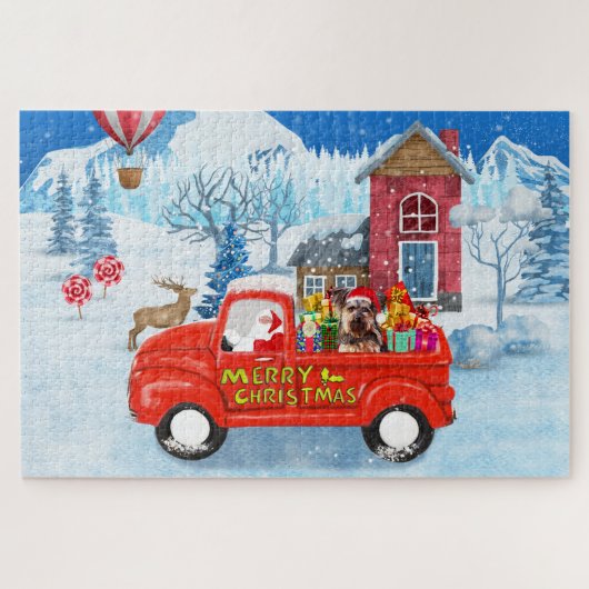 Yorkshire Terrier Dog Christmas Delivery Truck Legpuzzel (Horizontaal)
