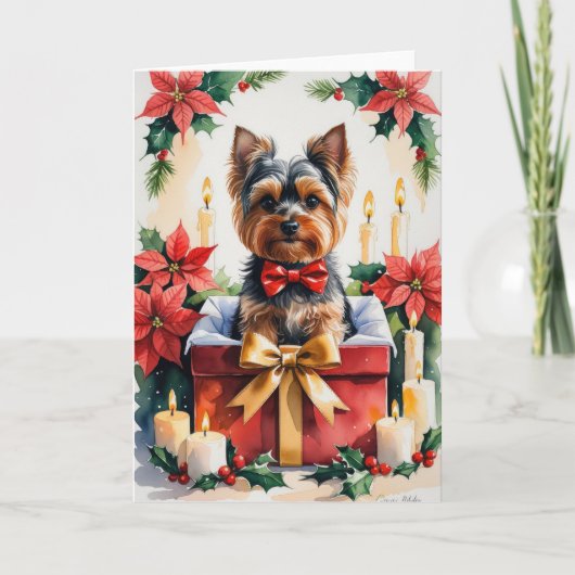 Yorkshire Terrier Dog Christmas Wenskaart Kaart (Voorkant)