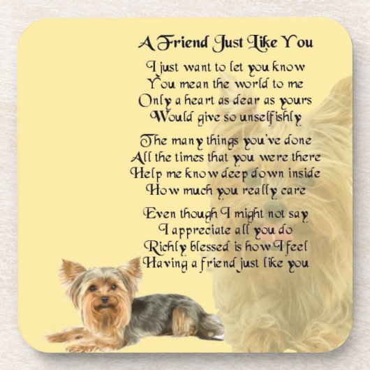 Yorkshire Terrier Dog - Friend Poem Onderzetter (Voorkant)
