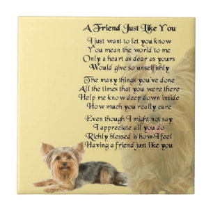 Yorkshire Terrier Dog Friend Poem Tile Tegeltje