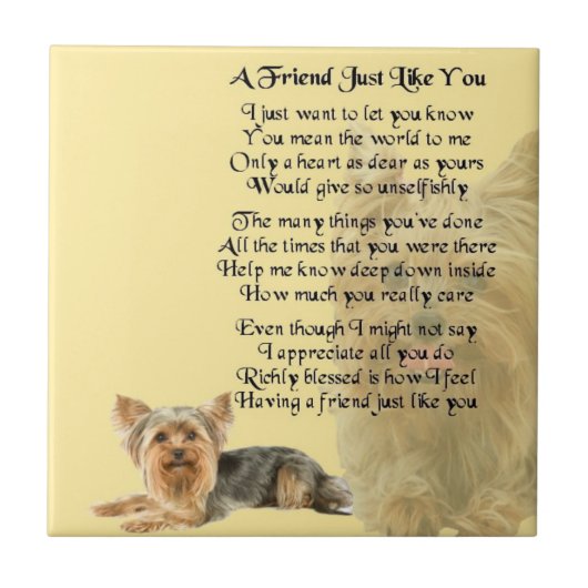 Yorkshire Terrier Dog Friend Poem Tile Tegeltje (Voorkant)