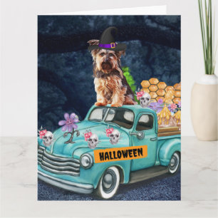 Yorkshire Terrier Dog Halloween Truck Scary Night Kaart