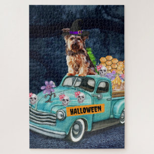 Yorkshire Terrier Dog Halloween Truck Scary Night  Legpuzzel