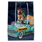 Yorkshire Terrier Dog Halloween Truck Scary Night Medium Cadeauzakje (Achterkant)