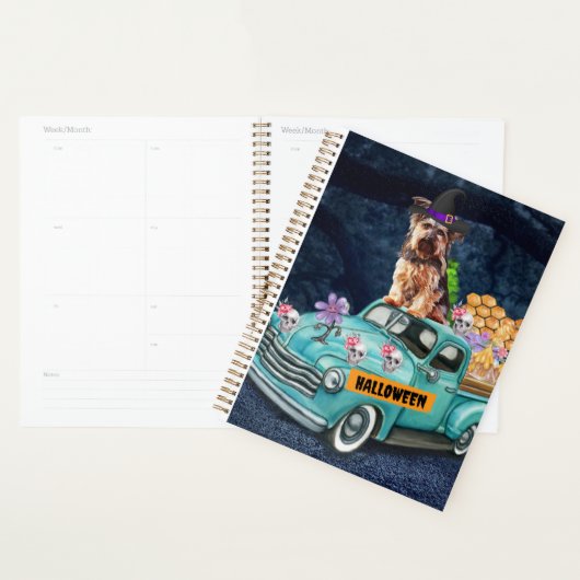 Yorkshire Terrier Dog Halloween Truck Scary Night Planner (Display)