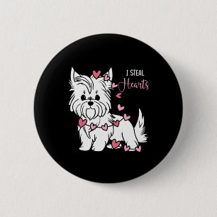 Yorkshire Terrier Dog I Steal Hearts Cute Valentin Ronde Button 5,7 Cm