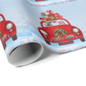 Yorkshire Terrier Dog in auto met kerstman Cadeaupapier (Rol Hoek)