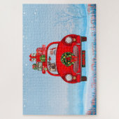 Yorkshire Terrier Dog in auto met kerstman Legpuzzel (Verticaal)