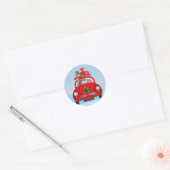 Yorkshire Terrier Dog in auto met kerstman Ronde Sticker (Envelop)