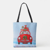 Yorkshire Terrier Dog in auto met kerstman Tote Bag (Achterkant)