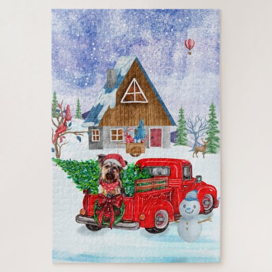 Yorkshire Terrier Dog In Christmas Delivery Truck Legpuzzel (Verticaal)