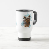 Yorkshire Terrier Dog in de Snowflakes Reisbeker (Voorkant rechts)