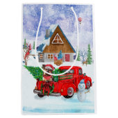 Yorkshire Terrier Dog in kerstcadeau Medium Cadeauzakje (Voorkant)