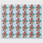 Yorkshire Terrier Dog in sneeuwkersthondenhuis Cadeaupapier (Vlak)