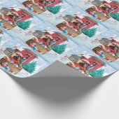 Yorkshire Terrier Dog in sneeuwkersthondenhuis Cadeaupapier (Hoek)