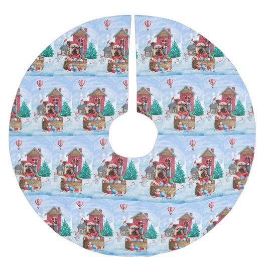 Yorkshire Terrier Dog in sneeuwkersthondenhuis Kerstboom Rok (Voorkant)