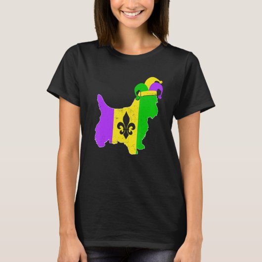 Yorkshire Terrier Dog Mardi Gras Carnival Funny Pu T-shirt (Voorkant)