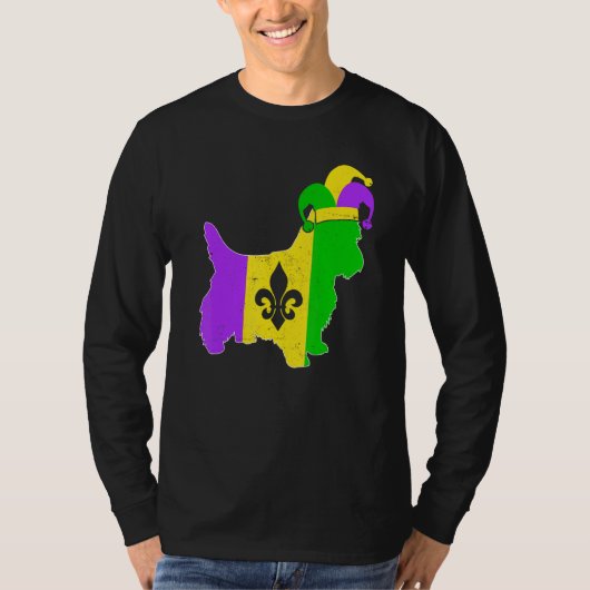 Yorkshire Terrier Dog Mardi Gras Carnival Funny Pu T-shirt (Voorkant)