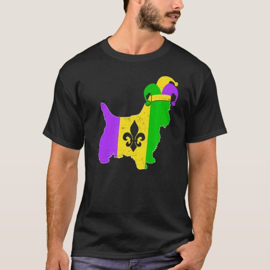 Yorkshire Terrier Dog Mardi Gras Carnival Funny Pu T-shirt (Voorkant)