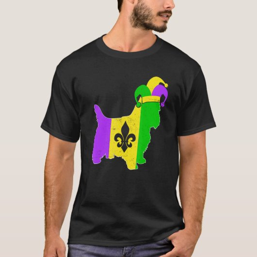 Yorkshire Terrier Dog Mardi Gras Carnival Funny Pu T-shirt (Voorkant)