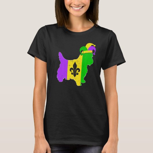 Yorkshire Terrier Dog Mardi Gras Carnival Funny Pu T-shirt (Voorkant)