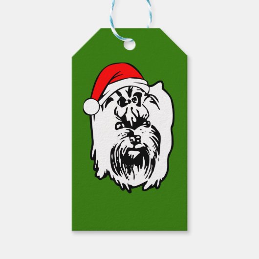 Yorkshire Terrier Dog met kerstkerstkerstkerstkers Cadeaulabel (Voorkant)