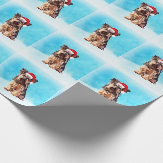 Yorkshire Terrier Dog met kerstkerstkerstkerstkers Cadeaupapier (Hoek)