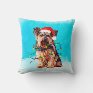 Yorkshire Terrier Dog met kerstkerstkerstkerstkers Kussen