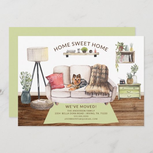 Yorkshire Terrier Dog Moving Announcement Kaart (Voorkant / Achterkant)